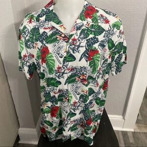 New Men's Hawaiian Short Sleeve Casual Shirt Star Wars Floral Button Up LARGE